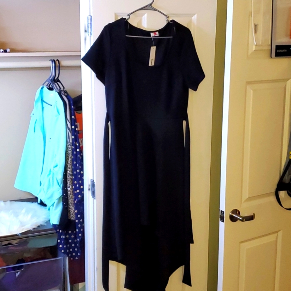 Black evening dress hi low knit dress